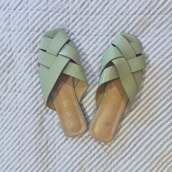Mi.iM Reece Woven Leather Mint Green Pistachio Open Toe Slide, Sz 9 - Picture 4 of 9